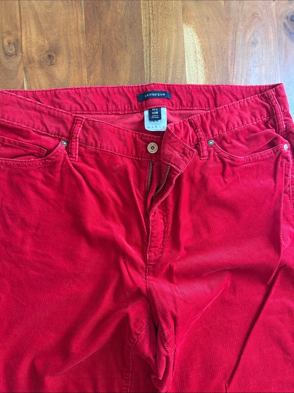 Lands' End Women's Red Corduroy Straight-Leg Pants